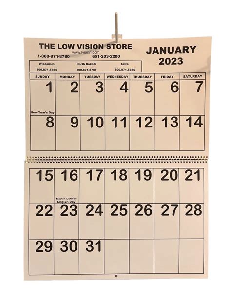 2023 Low Vision Jumbo Print Calendar In 2023 Print Calendar Low