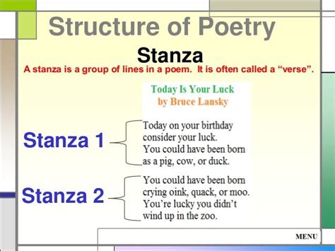 Stanzas often are employed to build and complete the message of the poem. INTERMEDIATE (Grades 3 & 5): Use this diagram to make sure ...