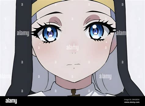 Shy Anime Manga Girl In A Nun Outfit Standing In A Monastery Generative AI Stock Photo Alamy