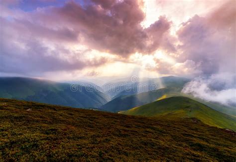 Sunrays Over Mountain Range Stock Image Image Of Scenic Mountains