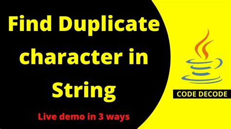 Program To Find Duplicate Character In A String Coding Interview