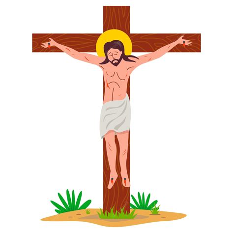Jesus Cristo Crucificado Em Uma Cruz De Madeira Ilustração Vetorial