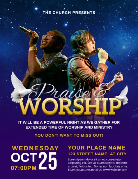 Praise And Worship Church Flyer Template Postermywall