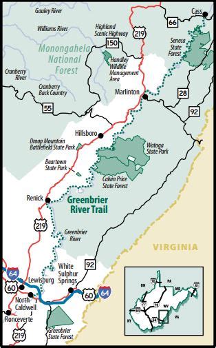 Greenbrier River Trail Map Large World Map