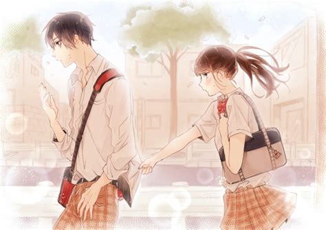 Wallpaper Anime Couple Shoujo School Uniform Romance Cute Profile View Wallpapermaiden