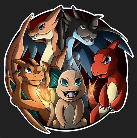 Several Different Types Of Pokemons In A Circle On A Black Background