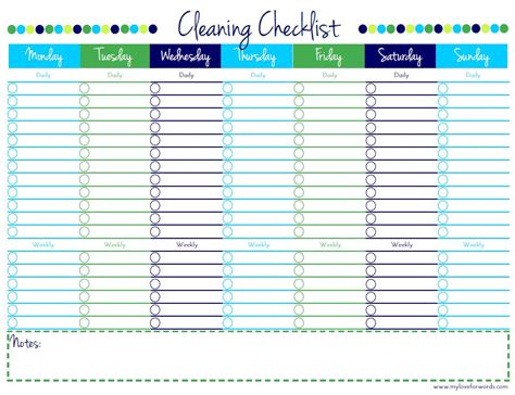 5 Best Images Of Free Printable Blank Cleaning Schedule Free