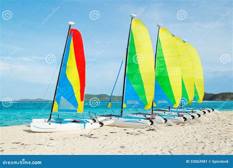 Sail Boats On Tropical Beach Stock Image Image Of Ocean Nautical