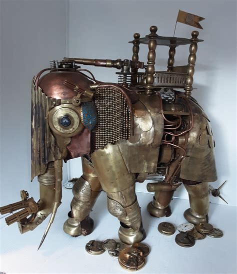 Armoured Elephant Sculpture With Steampunk Style Etsyde