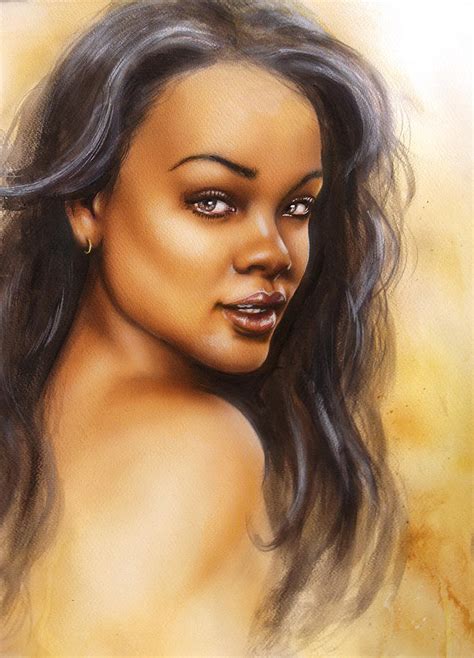 Beautiful Airbrush Portrait Of A Young Enchanting Black