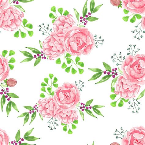 Watercolor Flower Bouquet Vector Hd Images Seamless Pattern With