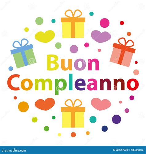Buon Compleanno Happy Birthday In Italian Colorful Vector Greeting