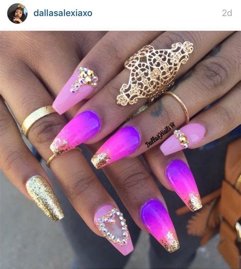 Html color codes are hexadecimal triplets representing the colors red, green, and blue (#rrggbb). Ombré pink purple and gold coffin nails with crystals ...
