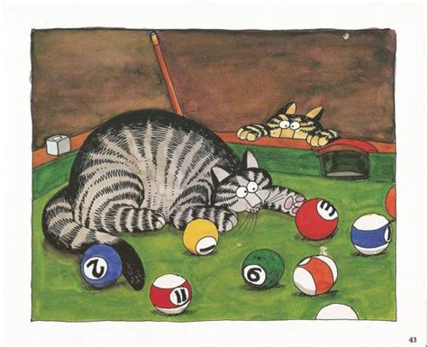 B Kliban Cat Playing Poolbilliards Humorous Art Print Book Kliban