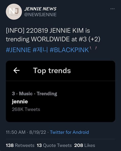 On Twitter RT Jennieaceitgirl JENNIE Trending WORLDWIDE At