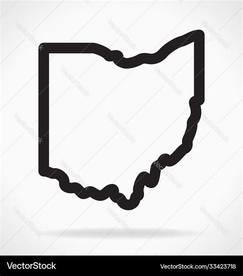 Ohio Oh State Map Shape Outline Simplified Vector Image