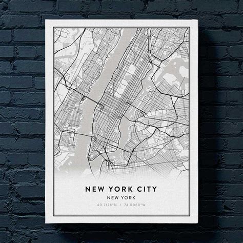 Modern New York City Map Art Wright Edison