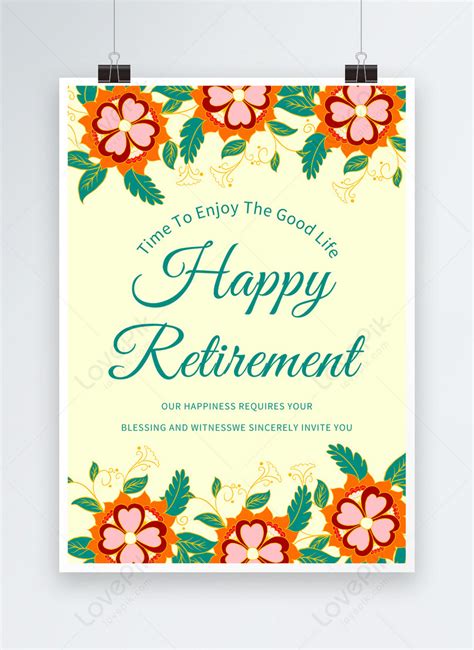Happy Retirement Yellow Simple Blessing Poster Template Imagepicture