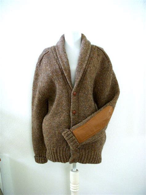 Vintage Mens Brown Tweed Sweater Wool Elbow Patch Sweater Mens Etsy