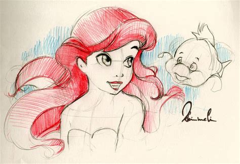 Ariel And Flounder Sketch By Kleinmeli On Deviantart Ariel And