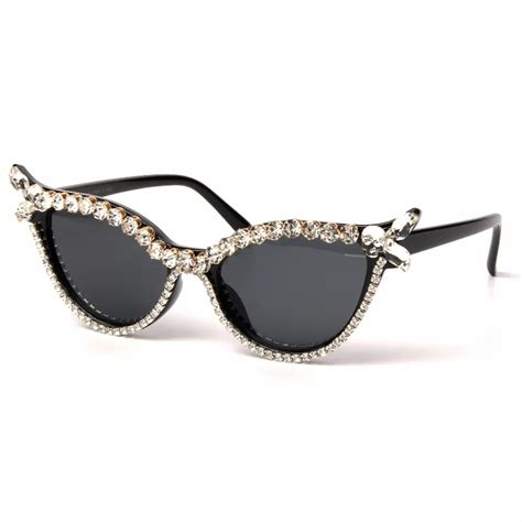 vintage sunglasses women cat eye luxury brand designer sun glasses rhinestone retro small ladies