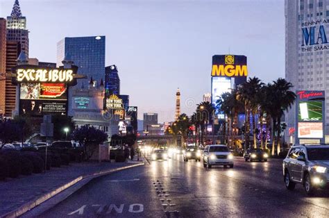 Traffic On Las Vegas Boulevard At Night Editorial Stock Image Image