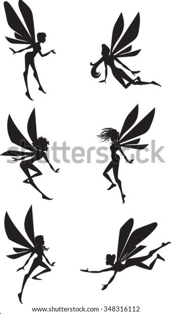 Fairy Silhouettes Clip Art Vector Illustration Stock Vector Royalty