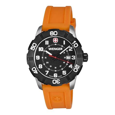 Wenger Men's Strap Watch - Roadster Black Dial Orange Silicone | 01.0851.313 | Wenger, Wenger 