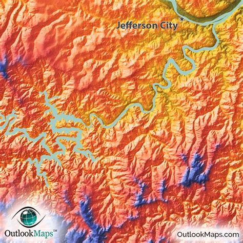 Missouri Colorful Topography Physical Map Of Natural Features