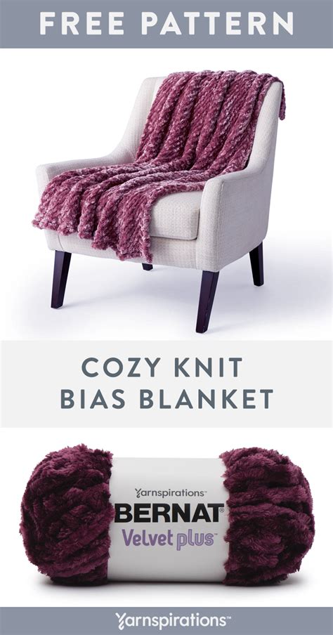 Free Cozy Knit Bias Blanket Pattern Using Bernat Velvet Plus Yarn Artofit