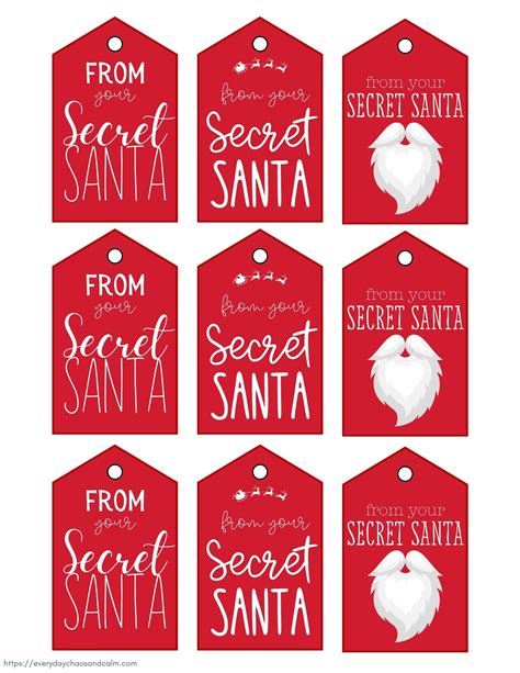 free printable secret santa t tags
