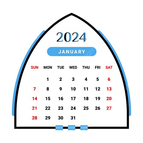 2024 Januar Monatskalender Mit Schwarzem Und Himmelblauem Einzigartigem