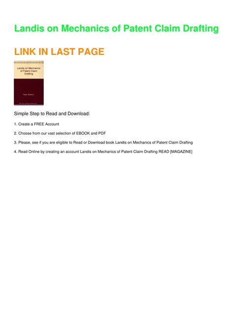 PPT DOWNLOAD PDF Landis On Mechanics Of Patent Claim Drafting Ebooks PowerPoint Presentation