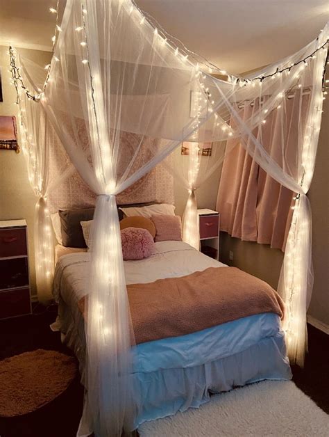 Canopy With Lights Canopy Bedroom Room Makeover Bedroom Bedroom Design