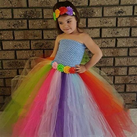 Rainbow Theme Candy Baby Girls Tutu Dress For Birthday Party Summer