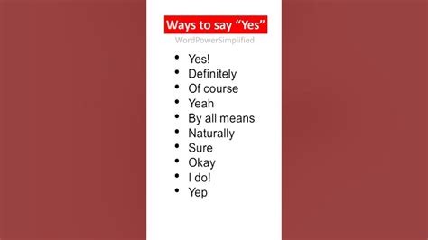 Ways To Say Yes Learn English Youtube