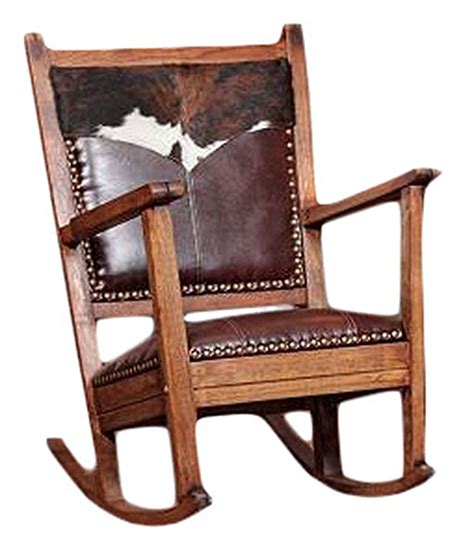 Get cozy in your living room space with an arm chair or chaise lounge chair. Cowhide and Leather Rocking Chair - RusticArtistry.com ...