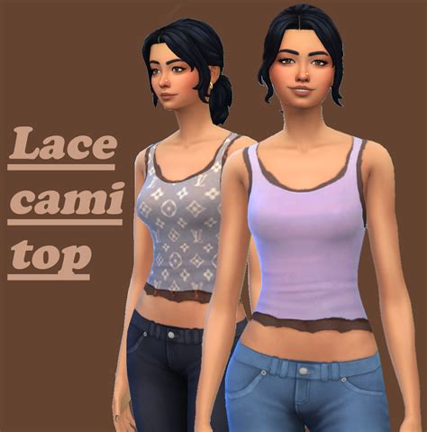 Lace Cami Top In 2021 Sims 4 Clothing Lace Cami Top Cami Tops