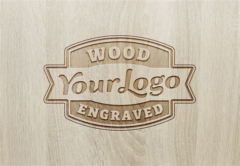 wood engraved logo mockup  graphicburger