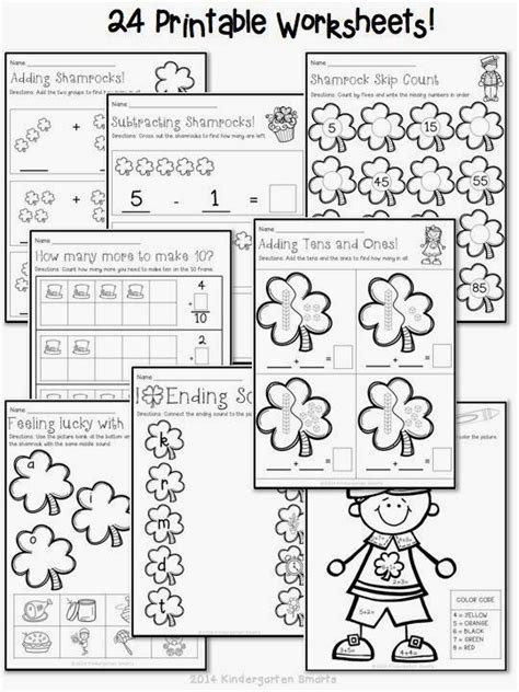 Kindergarten Math Worksheets St Patricks Day With A Freebie St
