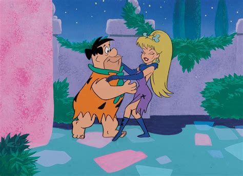 “fred Flintstone” And Sexy Italian Production Cel On A Custom Bg From The Man Called Flintstone