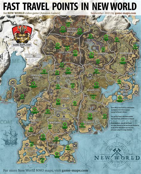 Fast Travel Points Location Map For New World Mmo