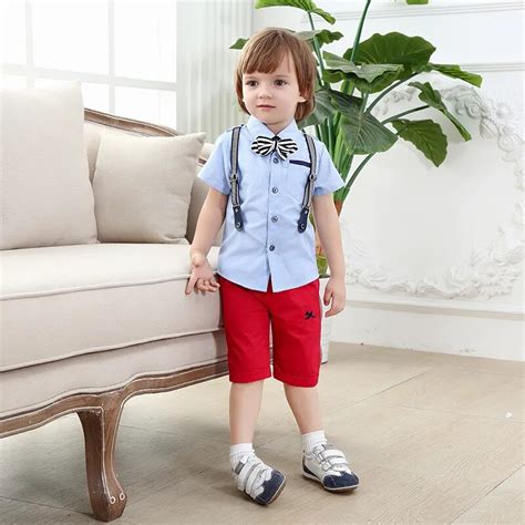 Toddler Boys Clothing Set Summer 2018 Gentleman Suit Baby Boy Tie Shirt