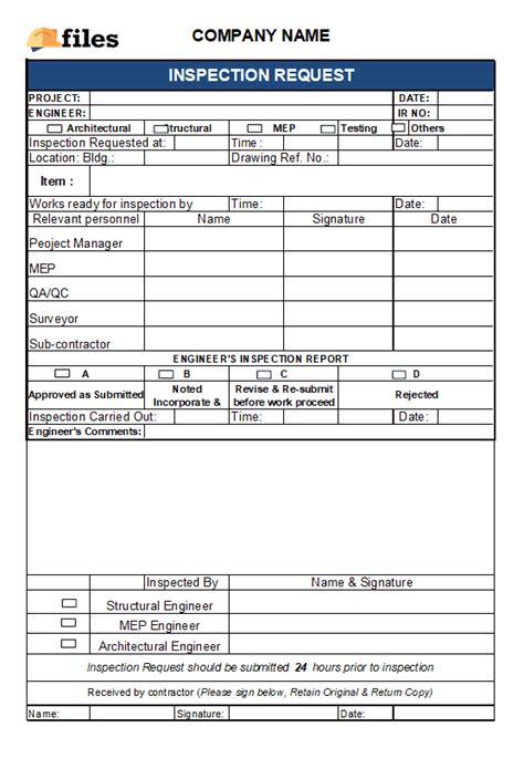 Inspection Request Form Construction Documents And Te
