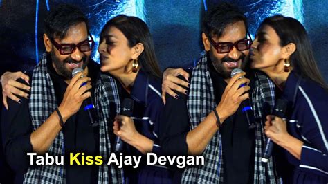 Tabu Kiss Ajay Devgan Infront Of Media At Bholaa Trailer Launch Youtube
