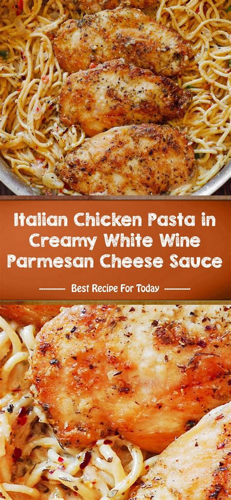 Add the white wine to deglaze the pan. Italian Chicken Pasta in Creamy White Wine Parmesan Cheese ...