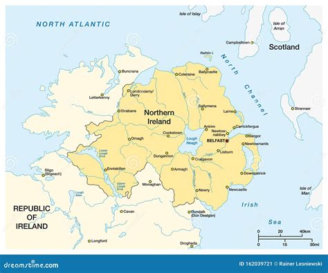 Simple Map Of Northern Ireland And The Northern Part Of The Republic Of