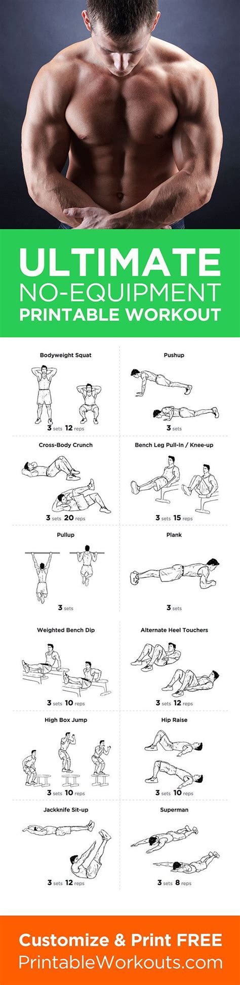 Try This Full Body No Equipment At Home Printable Workout