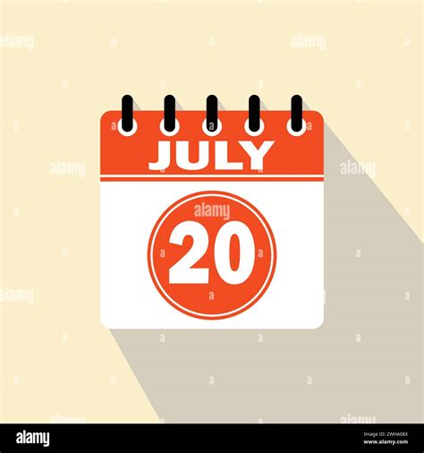 Icon Calendar Day 20 July 20th Days Of The Month Vector