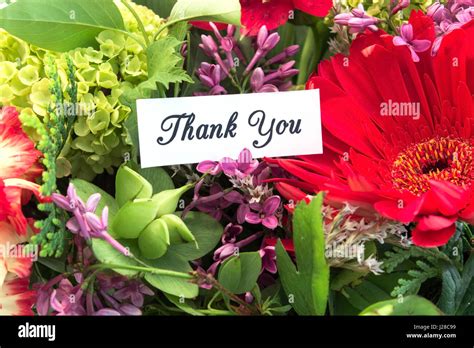 Thank You Card With Bouquet Of Spring Flowers Stock Photo 139097541